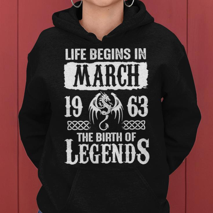 March 1963 Birthday Life Begins In March 1963 Women Hoodie