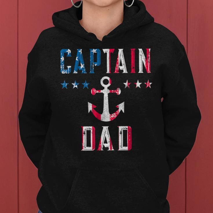 Mens Patriotic Captain Dad American Flag Boat Owner 4Th Of July Women Hoodie