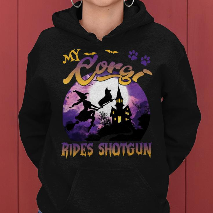 My Corgi Rides Shotgun Cool Halloween Protector Witch Dog V2 Women Hoodie