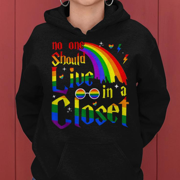 No One Should Live In A Closet Lgbt-Q Gay Pride Proud Ally Women Hoodie