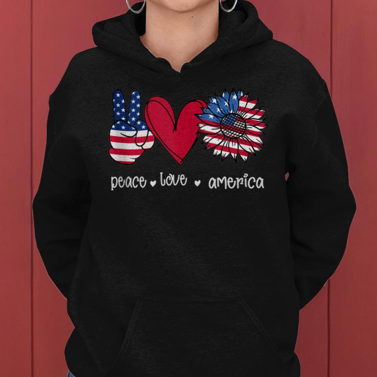 Peace Love America 4Th July Patriotic Sunflower Heart Sign V2 Women Hoodie