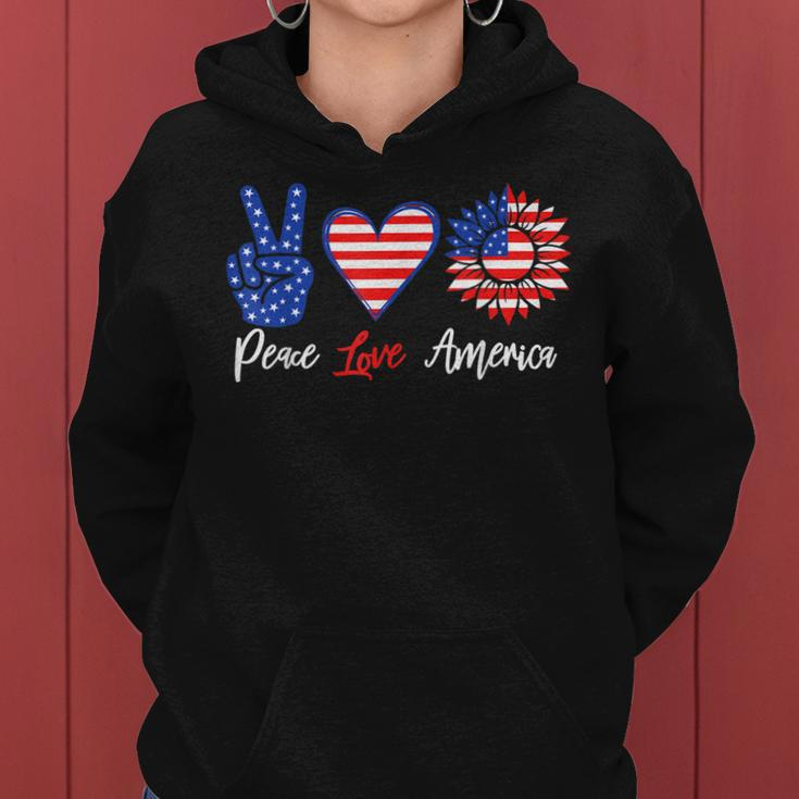 Peace Love America Funny 4Th Of July Sunflower Women Hoodie