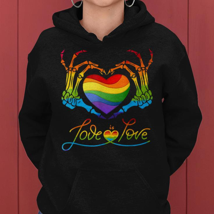 Rainbow Heart Skeleton Love Is Love Lgbt Gay Lesbian Pride Women Hoodie
