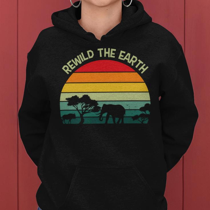 Rewild The Earth Animal Forest Earth Day Women Hoodie