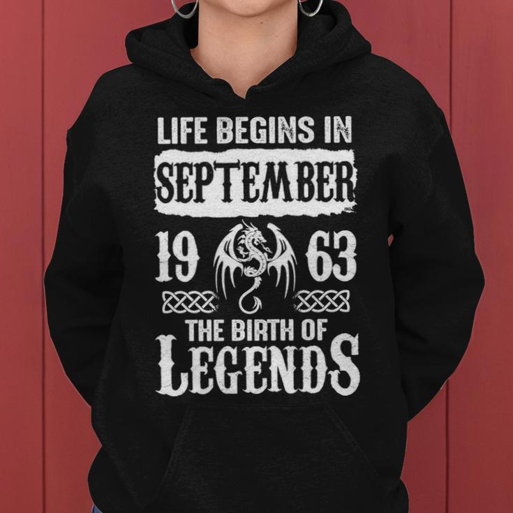 September 1963 Birthday Life Begins In September 1963 Women Hoodie