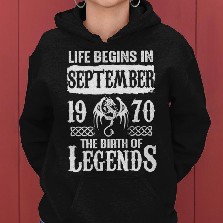 September 1970 Birthday Life Begins In September 1970 Women Hoodie