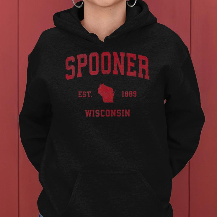 Spooner Wisconsin Wi Vintage Sports Design Red Print Women Hoodie