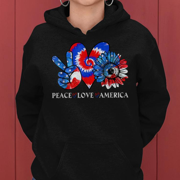 Tie Dye 4Th Of July Peace Love America Sunflower Patriotic Women Hoodie