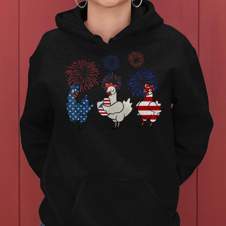 Usa Flag Chicken Fireworks Patriotic 4Th Of July Women Hoodie