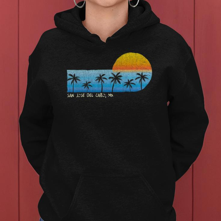 Vintage San Jose Del Cabo Mx Palm Trees & Sunset Beach Women Hoodie