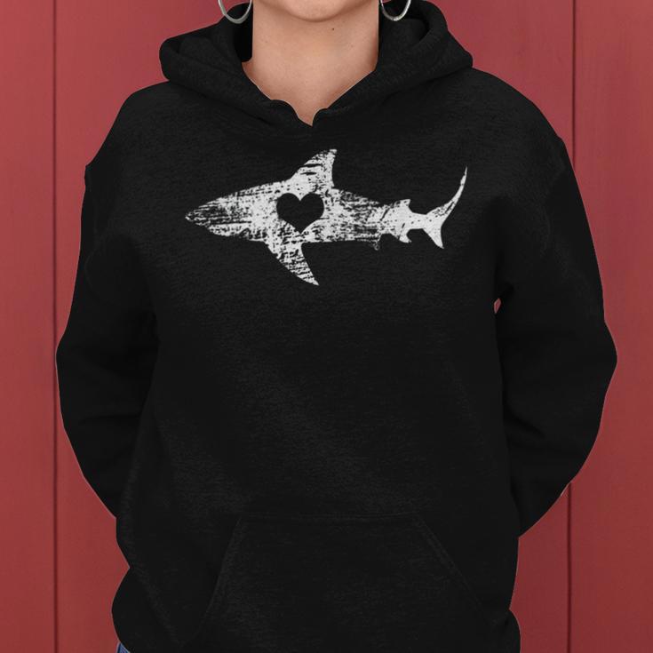 Vintage Shark Silhouette Hammerhead Shark Tiger Shark Heart 158 Trending Shirt Women Hoodie