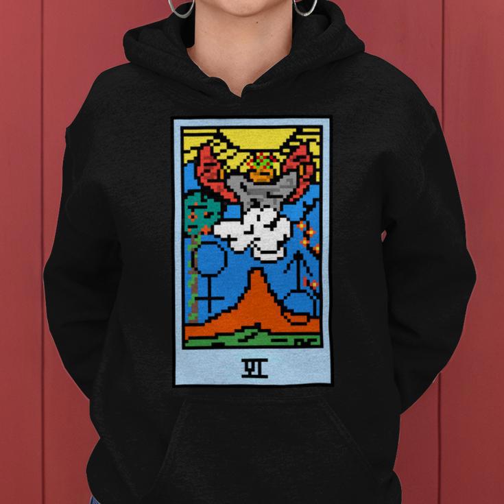 Wait Is This Pixel Art Tarot Yellow - Major Arcana The Lovers Design For Stickers And Women Hoodie