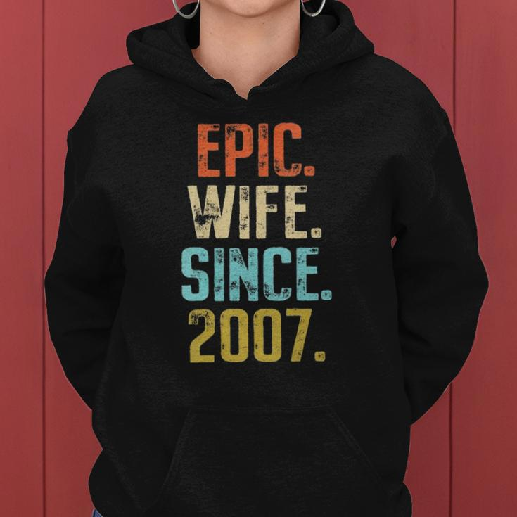 Womens 15Th Wedding Anniversary For Her Best Epic Wife Since 2007 Married Couples Women Hoodie