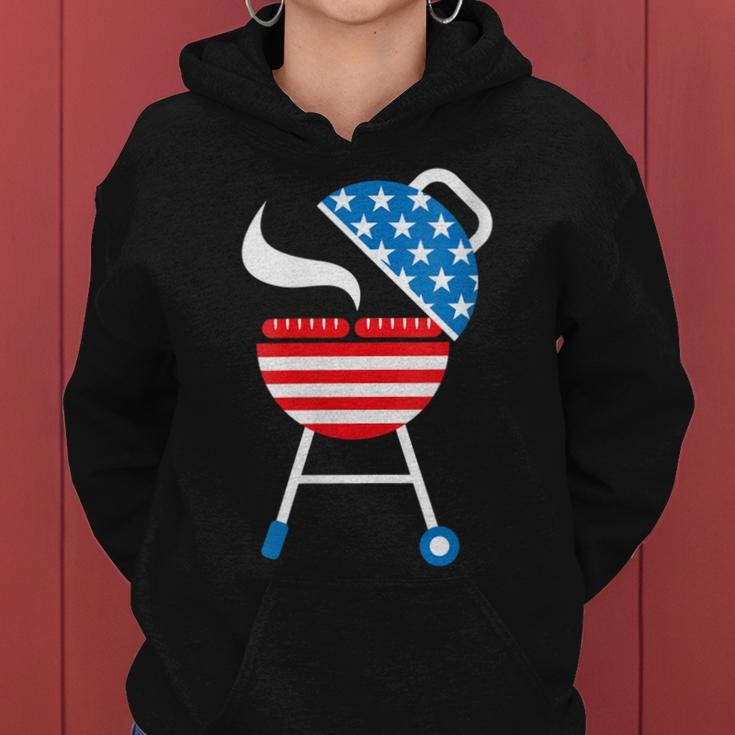 Womens America Barbeque 4Th Of July Usa Flag Merica Dad Gift Women Hoodie