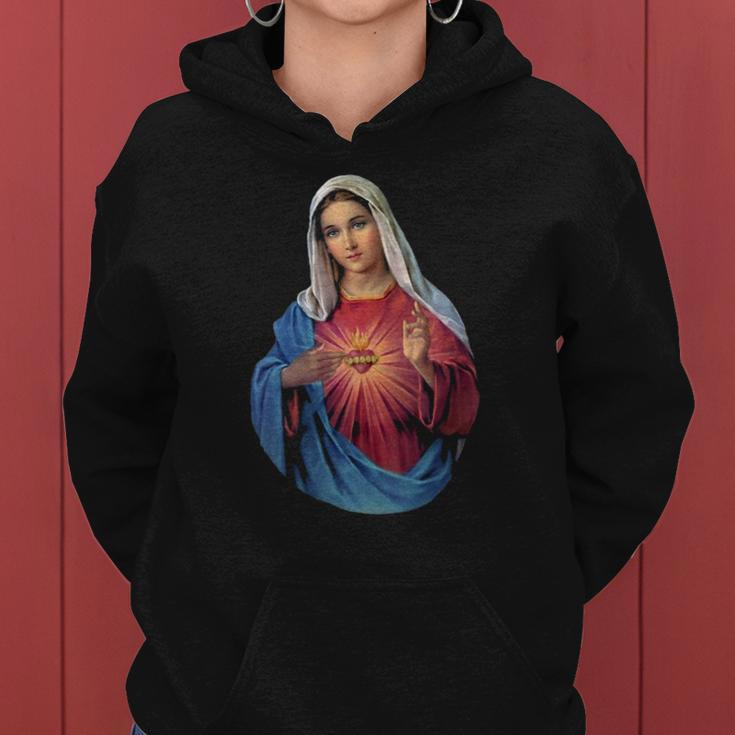 Womens Immaculate Heart Of Mary V-Neck Women Hoodie