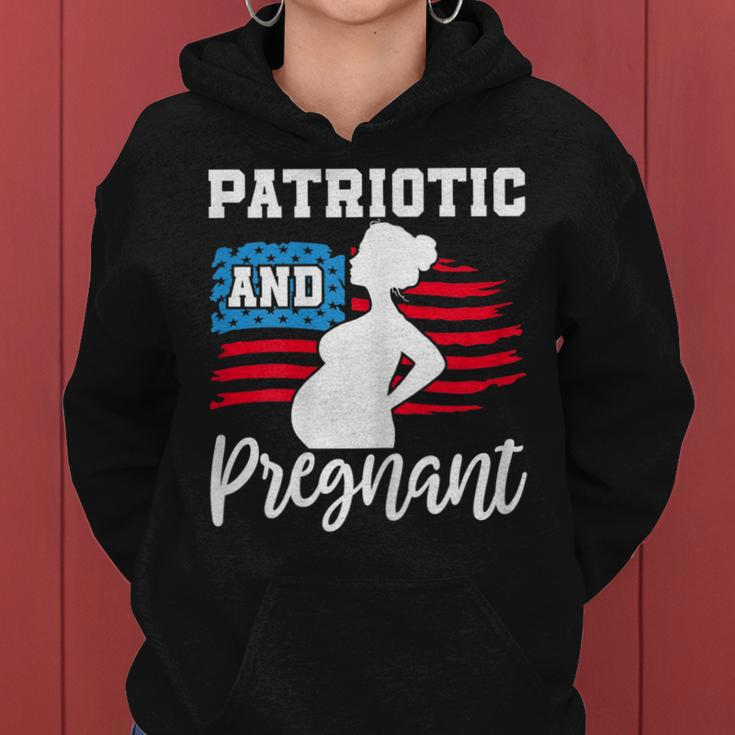 Womens Patriotic And Pregnant Baby Reveal 4Th Of July Pregnancy Women Hoodie