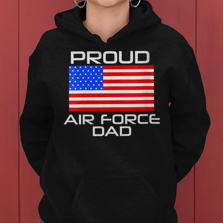 Womens Proud Air Force Dad Us Veterans 4Th Of July American Flag Women Hoodie