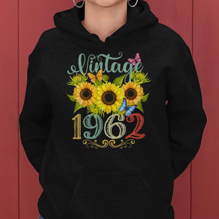 Womens Sunflower Floral Butterfly Vintage 1962 Funny 60Th Birthday Women Hoodie