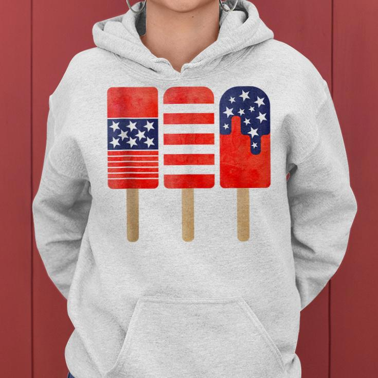 4Th Of July Popsicles Usa Flag Independence Day Patriotic Women Hoodie