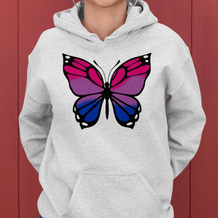 Butterfly With Colors Of The Bisexual Pride Flag Women Hoodie
