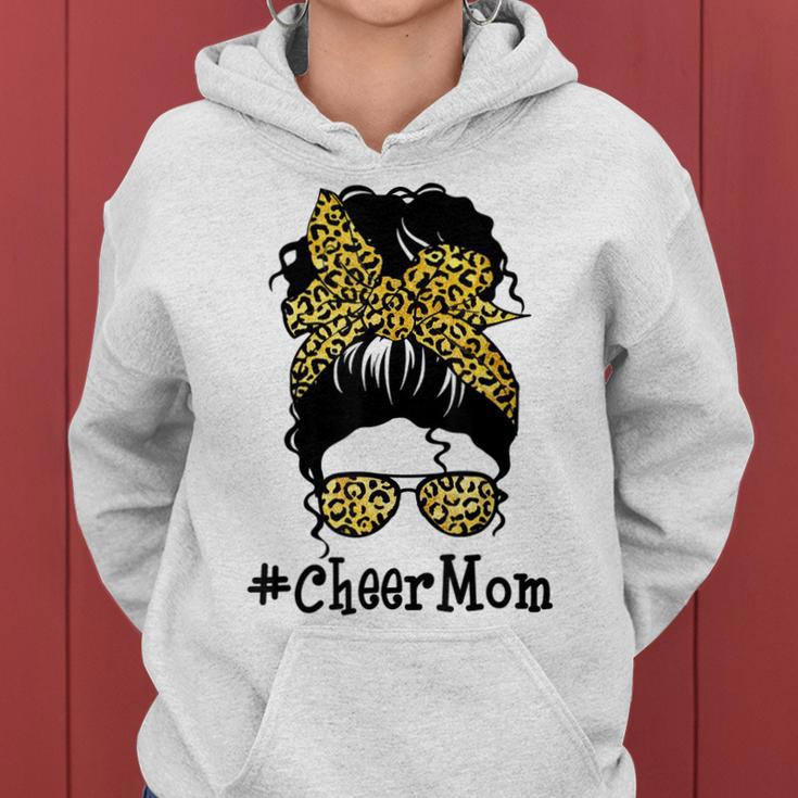 Cheer Mom Leopard Messy Bun Cheerleader Funny Mothers Day V2 Women Hoodie
