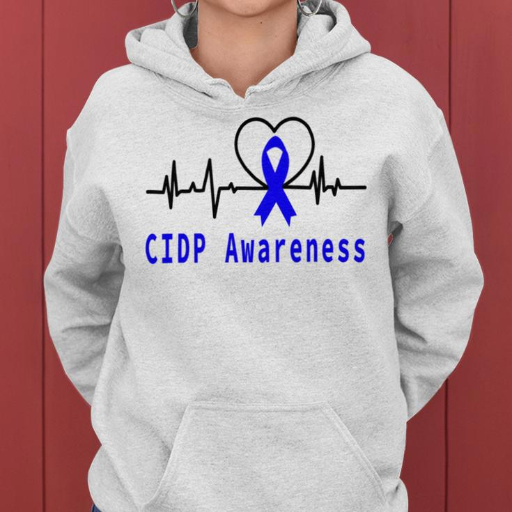 Chronic Inflammatory Demyelinating Polyneuropathy Cidp Awareness Heartbeat Blue Ribbon Cidp Support Cidp Awareness Women Hoodie