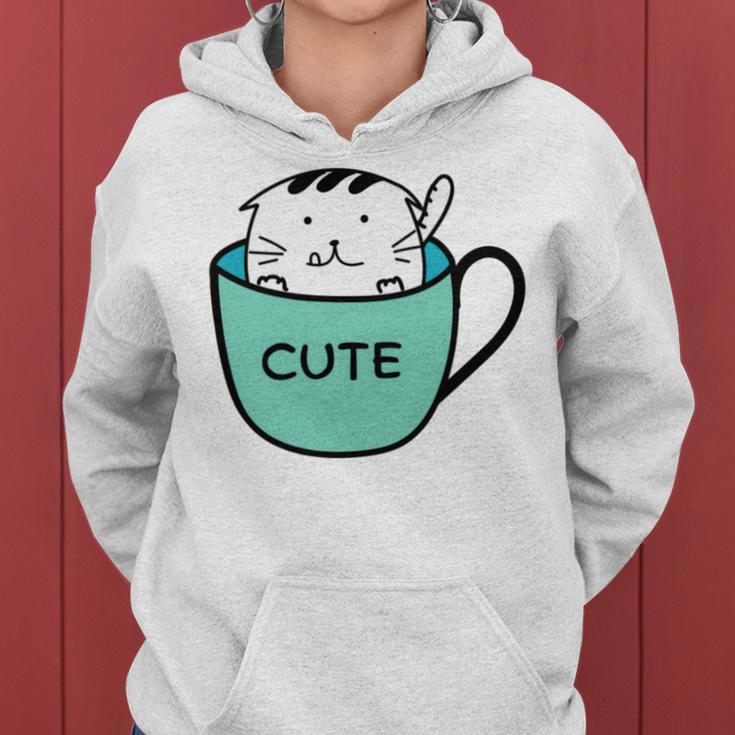 Cute Cat In Mug Women Hoodie