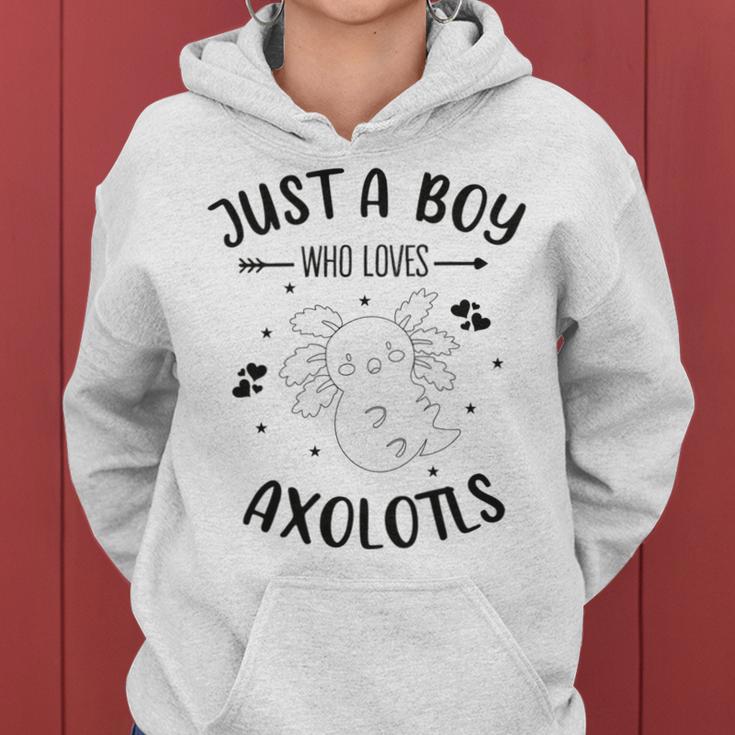 Funny Axolotl Quote Mexican Walking Fish Just A Boy Who Loves Axolotls Women Hoodie