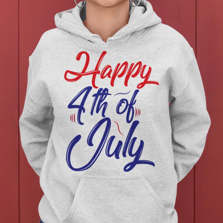 Happy 4Th Of July Dark Red Blue Text Women Hoodie