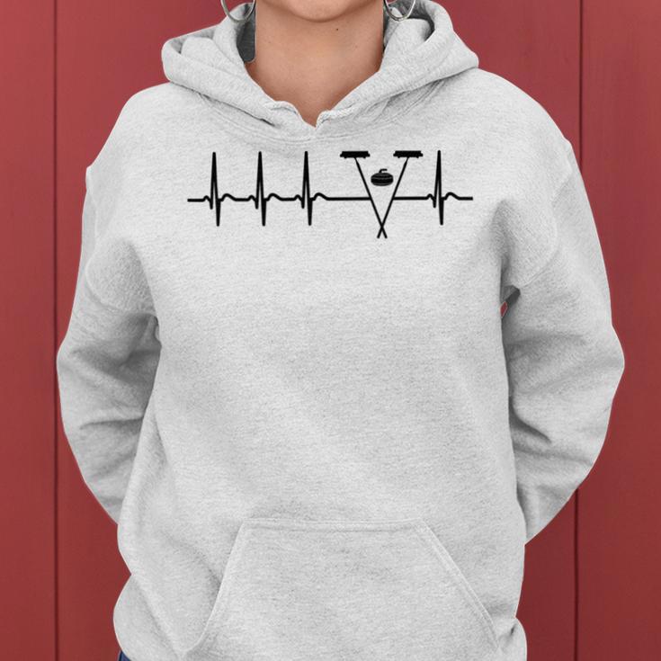 Heartbeat Curling Tshirt Cool Funny Nerdy Comic Graphic Curling Curling Player Curling Pla V2 Women Hoodie