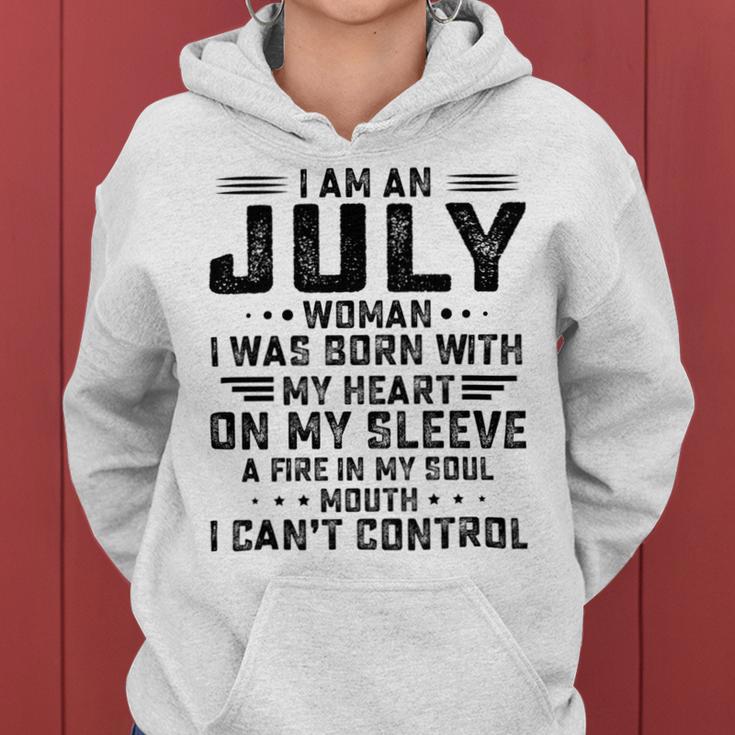 I Am An July Woman I Was Born With My Heart On My Sleevepng V2 Women Hoodie