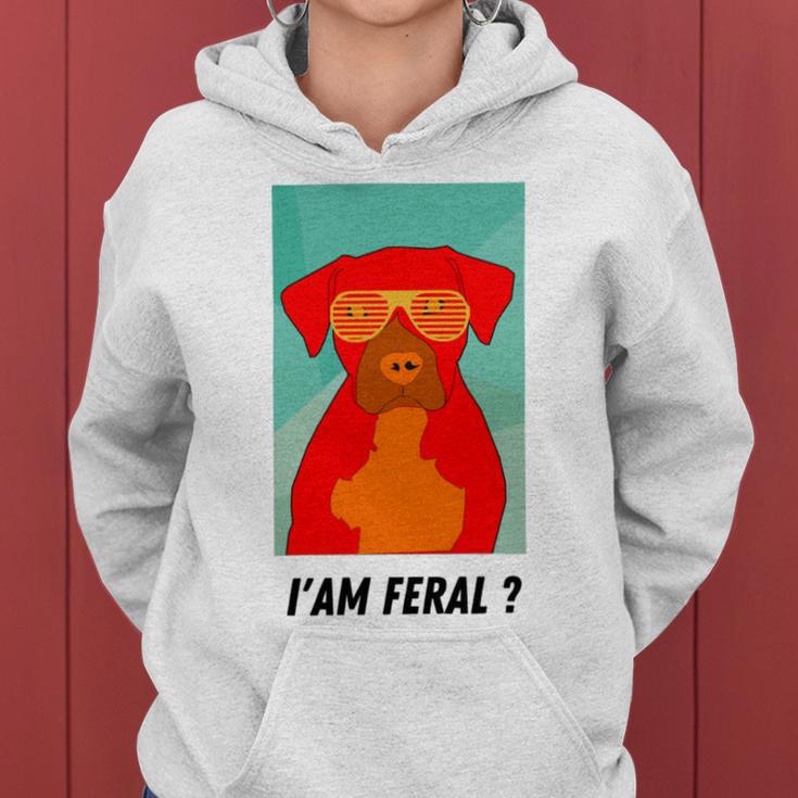 I Am Feral Coll Red Dog Women Hoodie