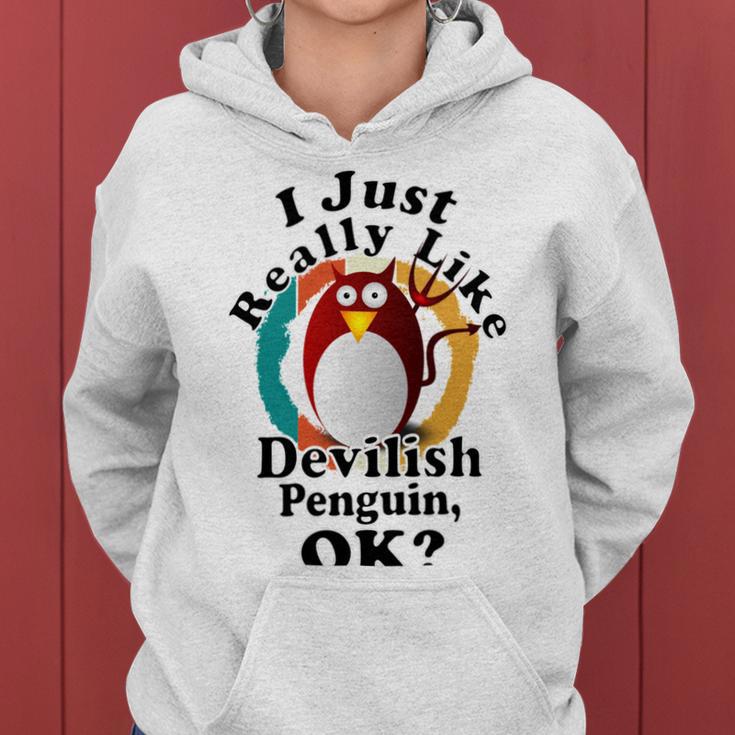 I Really Like Devilish Penguin Ok Women Hoodie