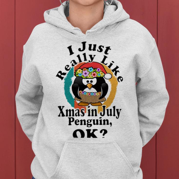 I Really Like Xmas In July Penguin Ok Women Hoodie