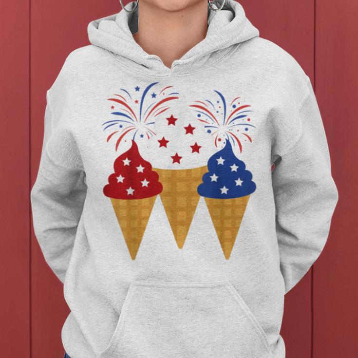 Memorial Day 4Th Of July Holiday Patriotic Ice Cream Women Hoodie