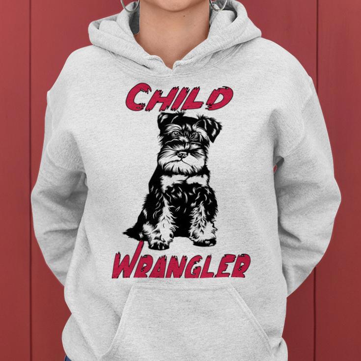 Miniature Schnauzer At Home Child Wrangler Multi Tasking Dog Women Hoodie