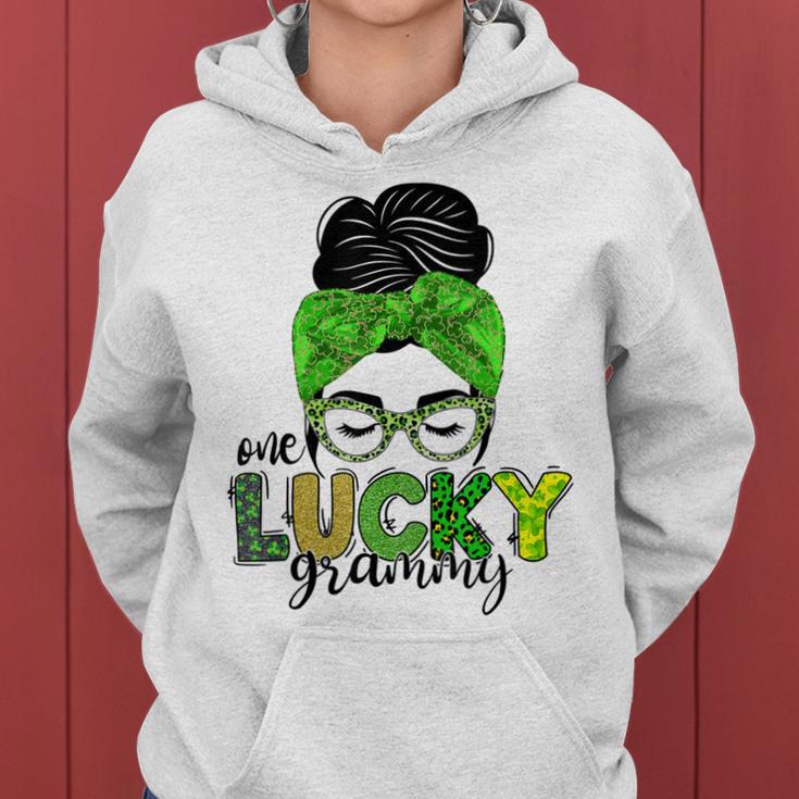 One Lucky Grammy Life Messy Bun St Patricks Day Irish Women Hoodie