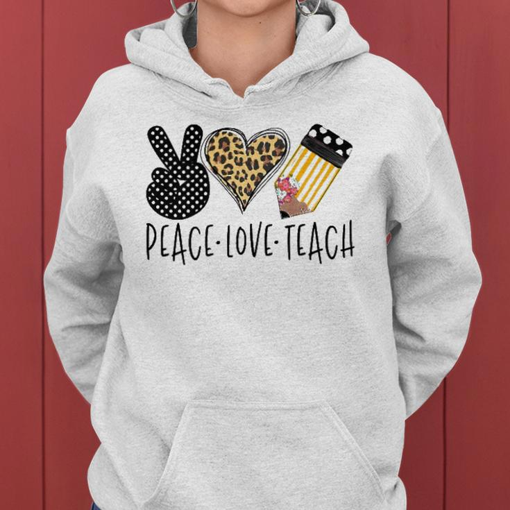 Peace Love Teach Back To School Teacher Gift Women Hoodie