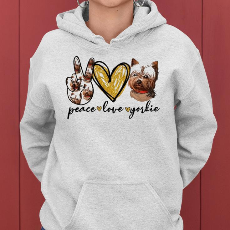 Peace Love Yorkie Dog Lovers Yorkshire Terrier Dad Mom Gift Women Hoodie