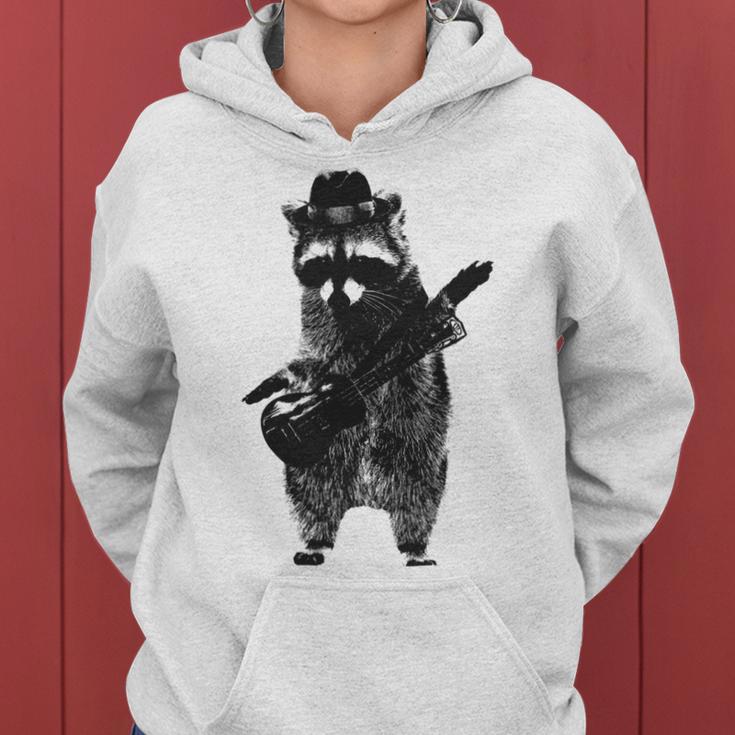 Raccoon Wielding Ukulele Women Hoodie