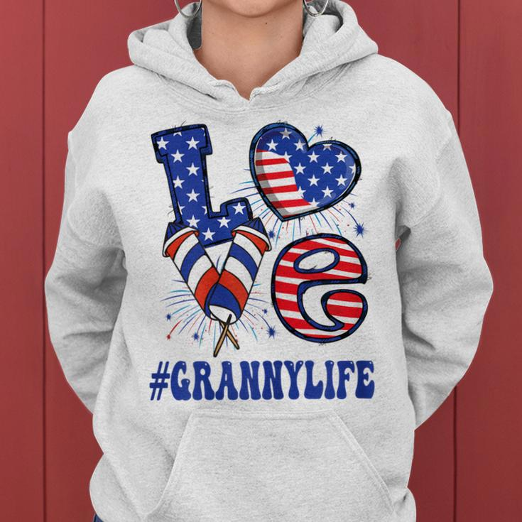 Womens Granny Love Usa Flag Grandma 4Th Of July Family Matching Women Hoodie