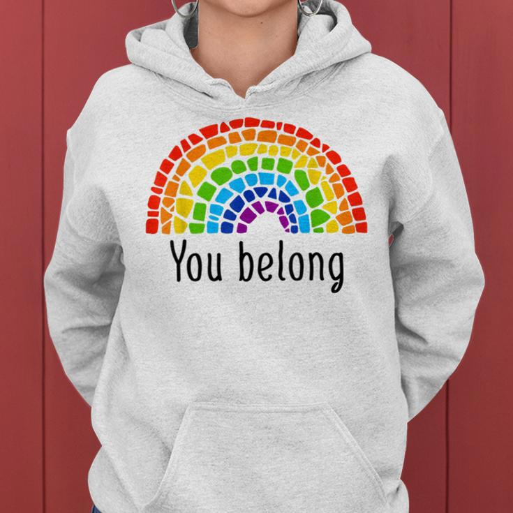 You Belong Lgbtq Rainbow Gay Pride V2 Women Hoodie