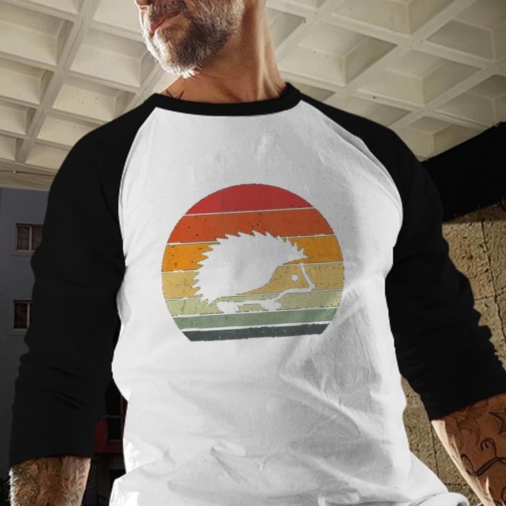 Vintage Retro Sunset Hedgehog Lovers Gift Raglan Baseball Shirt