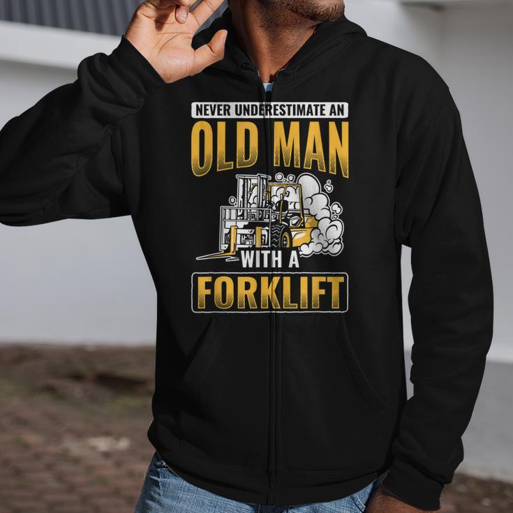 Mens Old Man With Forklift Forklift Operator Forklift Driver V2 Zip Up