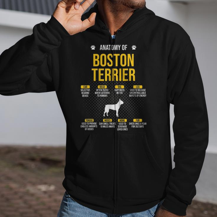 Anatomy Of Boston Terrier Dog Lover Zip Up Hoodie