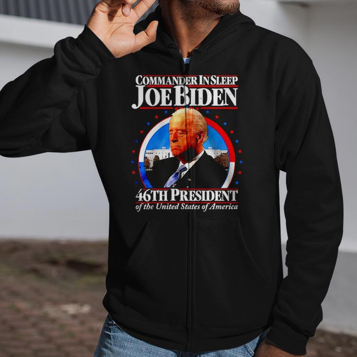 Commander In Sleep Joe Biden 46Th President Of The United States Of America Zip Up Hoodie