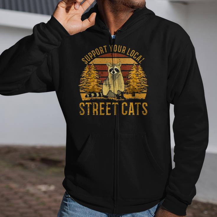 Support Your Local Street Catsraccoon Sunset Zip Up Hoodie