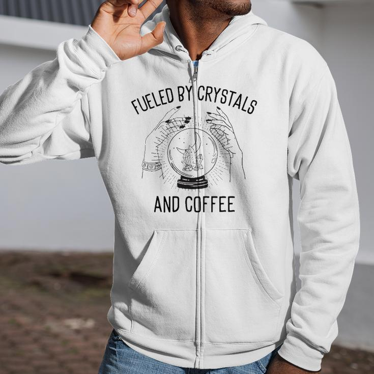 Fueled By Crystals And Coffee Witch Spells Chakra Zip Up Hoodie