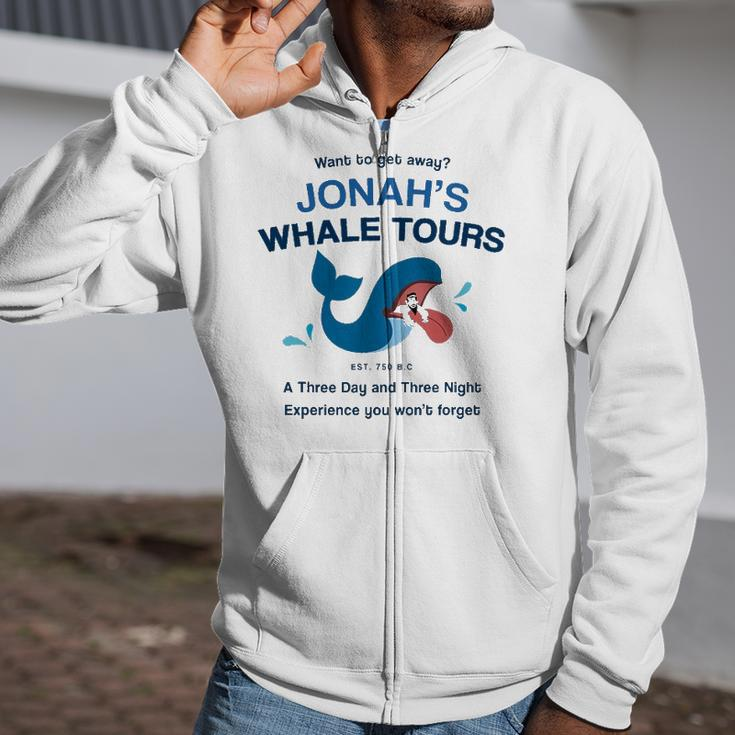 Funny Christian Gifts Religious Bible Verse Jonahs Whale Zip Up Hoodie