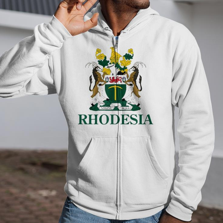 Rhodesia Coat Of Arms Zimbabwe Funny South Africa Pride Gift  Zip Up Hoodie